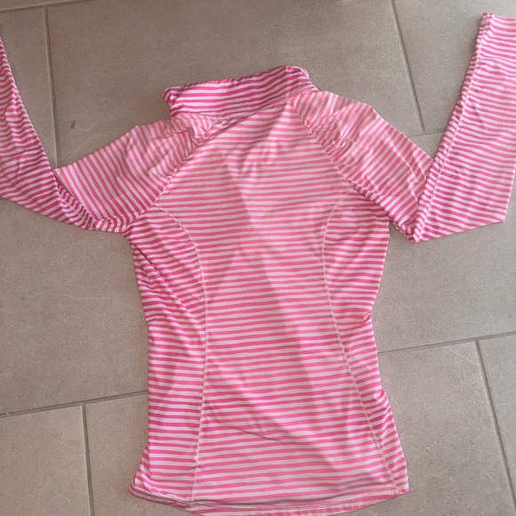 Lily Pulitzer Luxletic Justine Half Zip Pullover Pink Beach Stripe - Picture 5 of 5